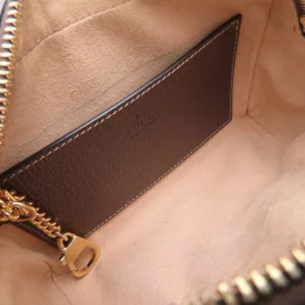 Gucci Ebony Leather Supreme Shoulder GG Canvas Beige Bag Ophidia - Picture 6 of 8